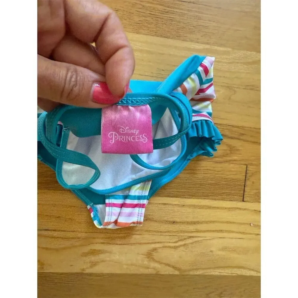 Disney Girls Ariel One-Piece Swimsuit Size 6 Multicolor Striped​